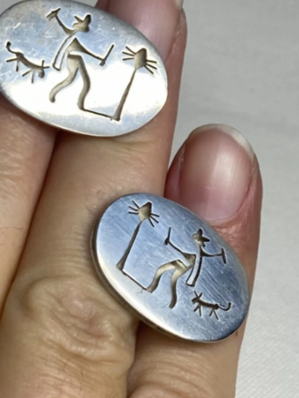 Vintage Mexican Taxco Silver Agave / Jimador / Tequila Harvester Cufflinks